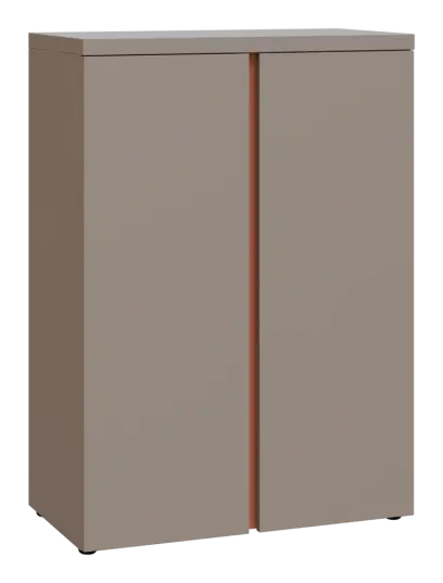 MHCN 3 - 8D kancelářská skříň, 2-dveřová, 1120x800x400, taupe hnědá, profil béžově růžový
