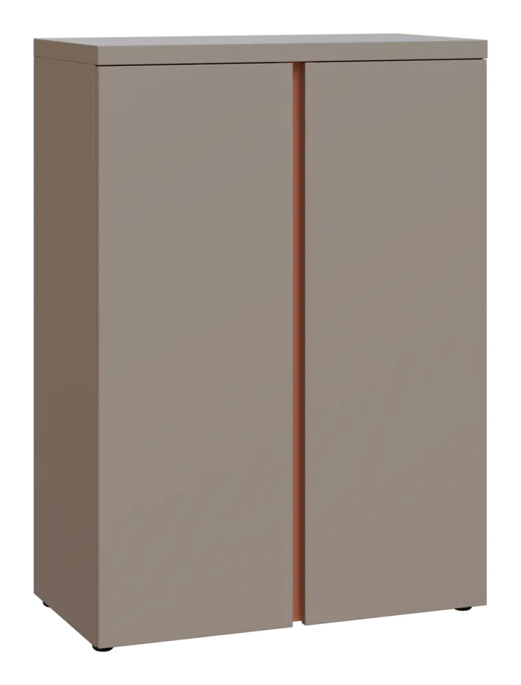 MHCN 3 - 8D kancelářská skříň, 2-dveřová, 1120x800x400, taupe hnědá, profil béžově růžový