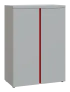 MHCN 3 - 8D kancelářská skříň, 2-dveřová, 1120x800x400, světle šedá, profil červený