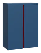 MHCN 3 - 8D kancelářská skříň, 2-dveřová, 1120x800x400, hlubinná modrá, profil červený