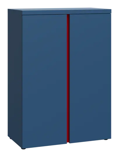 MHCN 3 - 8D kancelářská skříň, 2-dveřová, 1120x800x400, hlubinná modrá, profil červený
