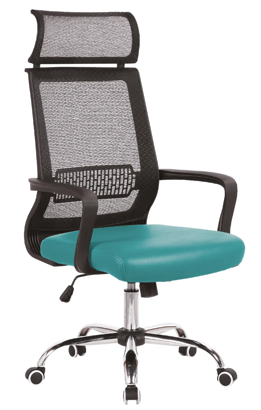 LAUREN židle kancelářská, kříž chrom, koženka P18 tyrkysová