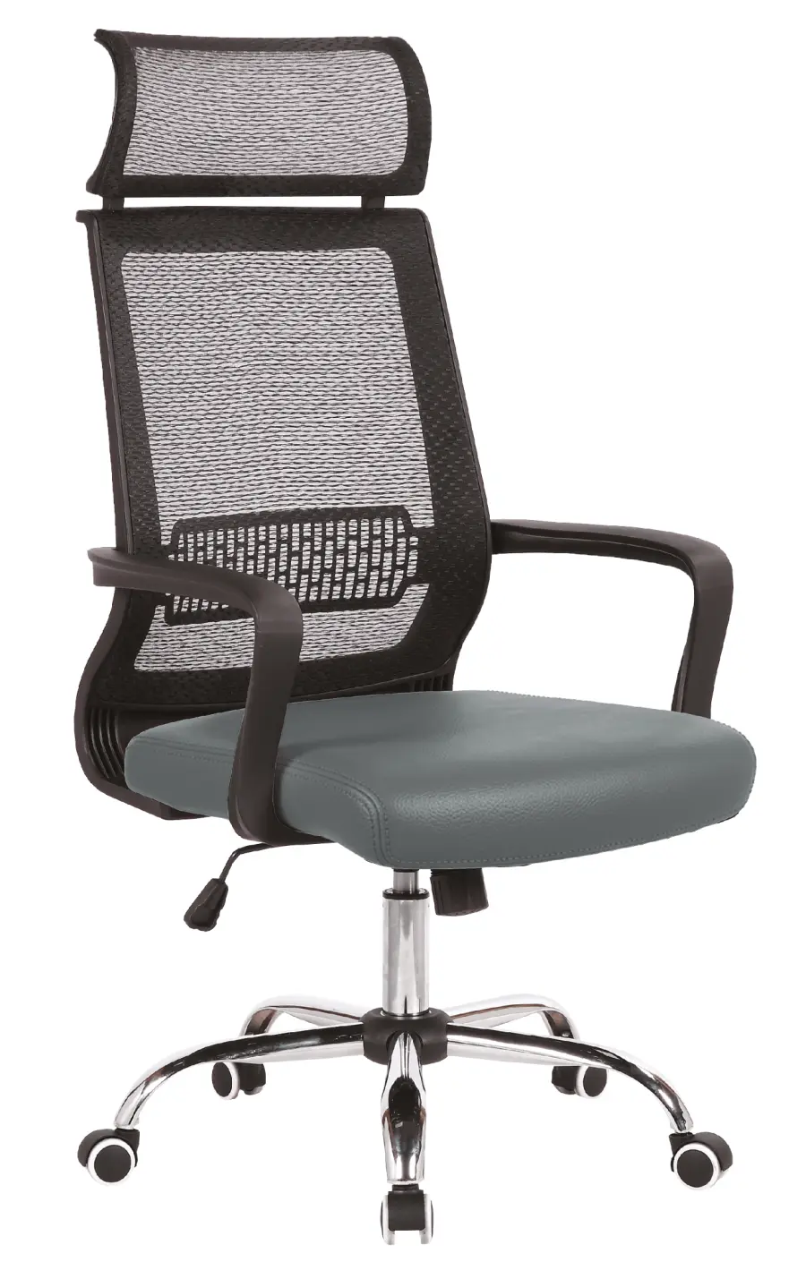 LAUREN židle kancelářská, kříž chrom, koženka P7 šedá