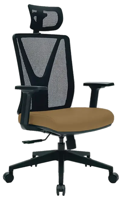 XENA kancelářská židle s podhlavníkem, kříž černý, koženka P26 béžová
