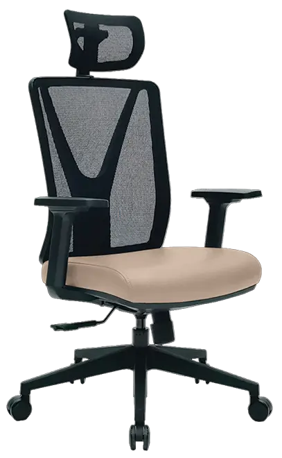XENA kancelářská židle s podhlavníkem, kříž černý, koženka P20 latte