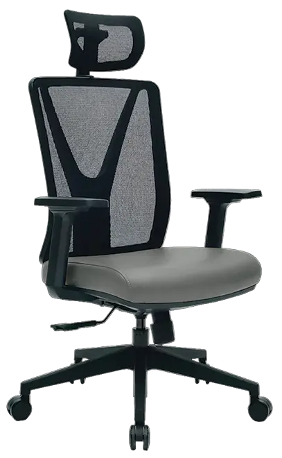 XENA kancelářská židle s podhlavníkem, kříž černý, koženka P7 šedá