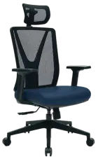 XENA kancelářská židle s podhlavníkem, kříž černý, koženka P10 modrá