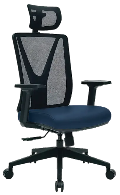 XENA kancelářská židle s podhlavníkem, kříž černý, koženka P10 modrá