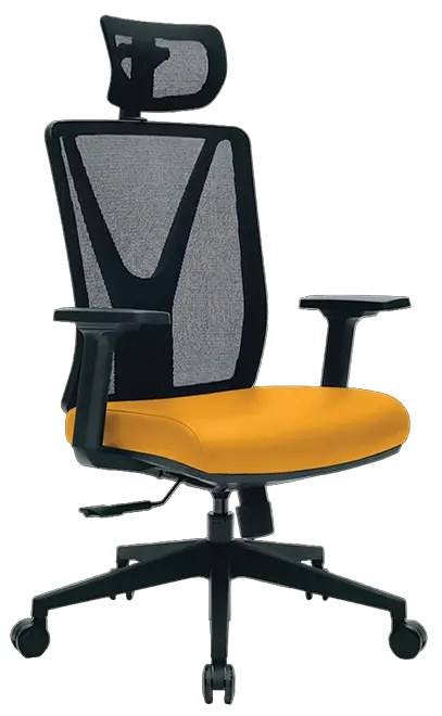 XENA kancelářská židle s podhlavníkem, kříž černý, koženka P21 žlutá