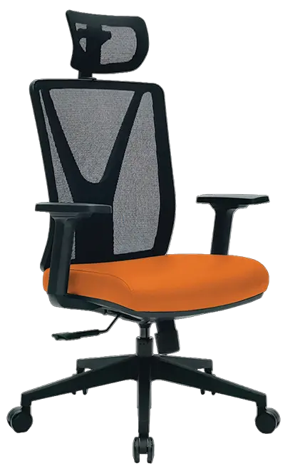 XENA kancelářská židle s podhlavníkem, kříž černý, koženka P22 oranžová