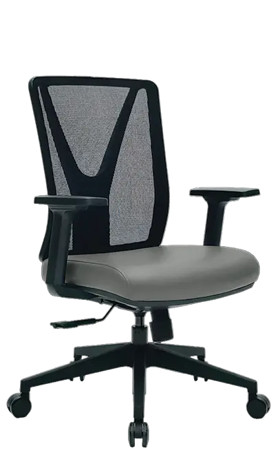 XENA kancelářská židle, kříž černý, koženka P7 šedá