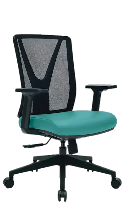 XENA kancelářská židle, kříž černý, koženka P18 tyrkysová