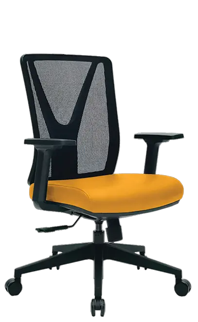 XENA kancelářská židle, kříž černý, koženka P21 žlutá