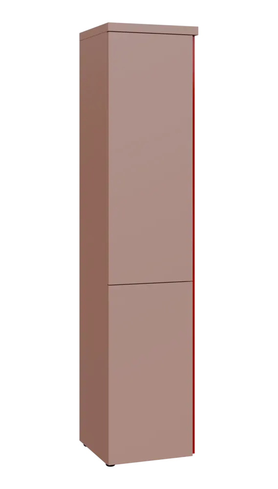 MHCN 5 - 42D kancelářská skříň, 2-dveřová, levá, 1820x400x400, pudrově růžová, profil burgundy