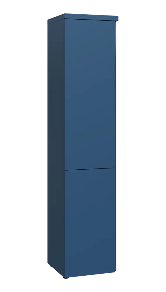 MHCN 5 - 42D kancelářská skříň, 2-dveřová, levá, 1820x400x400, hlubinná modrá, profil červený