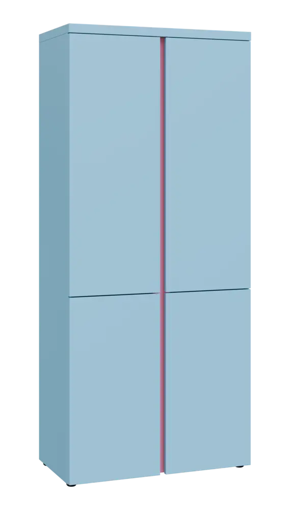 MHCN 5 - 84D kancelářská skříň, 4-dveřová, 1820x800x400, obloha, profil světle růžový