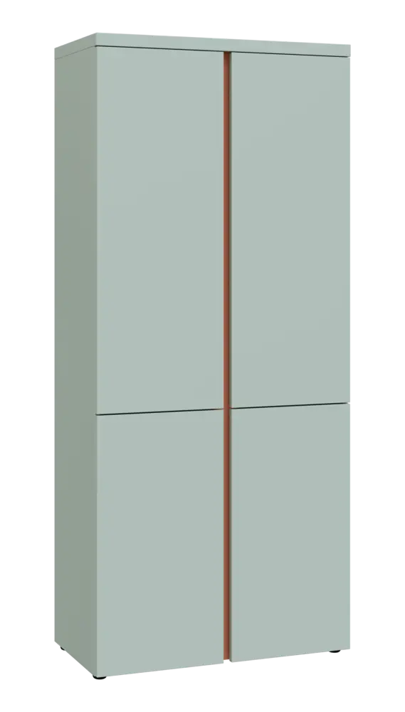MHCN 5 - 84D kancelářská skříň, 4-dveřová, 1820x800x400, šedozelinkavá, profil béžově růžový