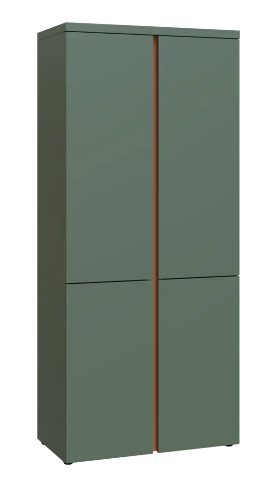 MHCN 5 - 84D kancelářská skříň, 4-dveřová, 1820x800x400, agáve zelená, profil béžově růžový