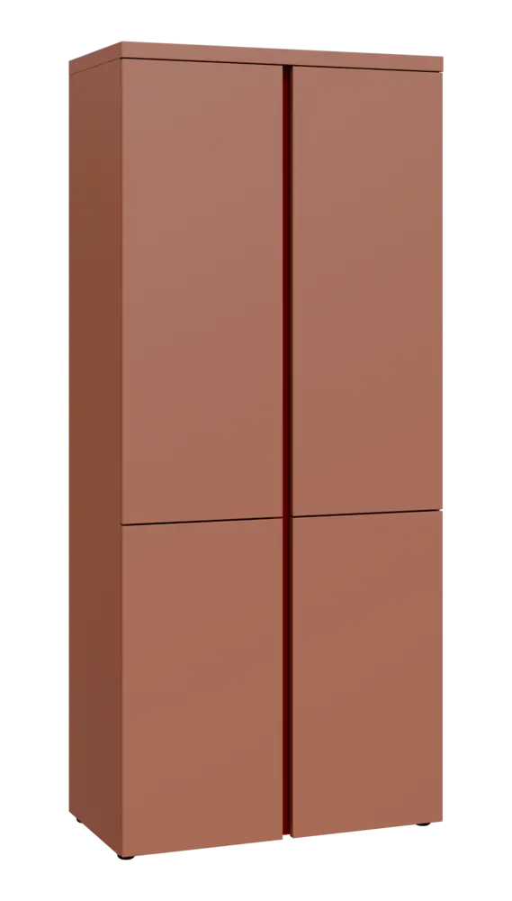 MHCN 5 - 84D kancelářská skříň, 4-dveřová, 1820x800x400, pudrově hnědá, profil burgundy