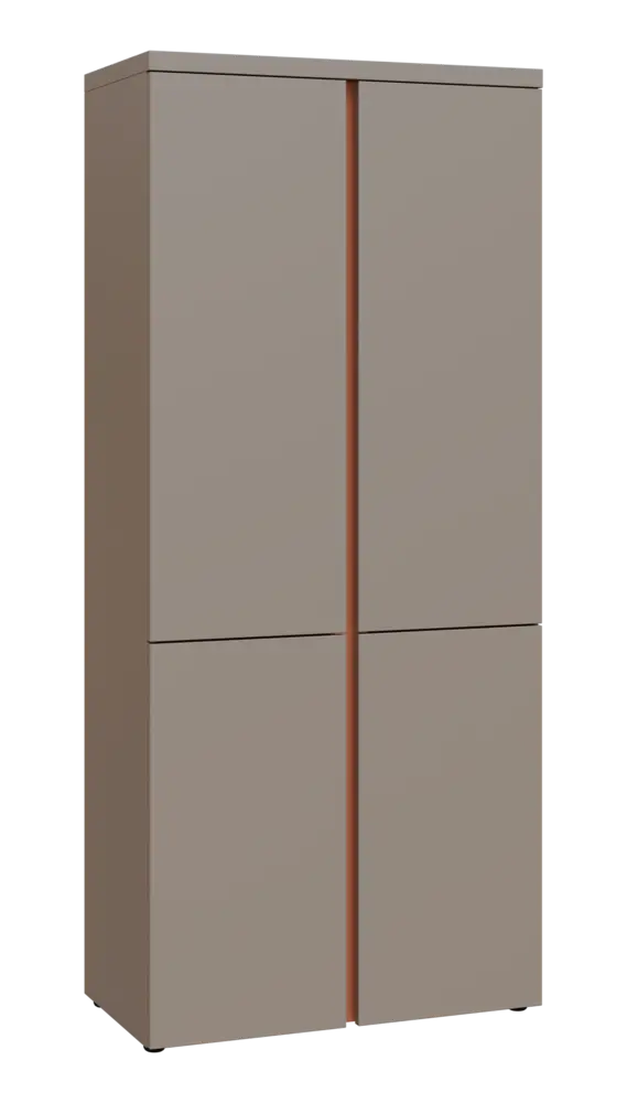 MHCN 5 - 84D kancelářská skříň, 4-dveřová, 1820x800x400, taupe hnědá, profil béžově růžový