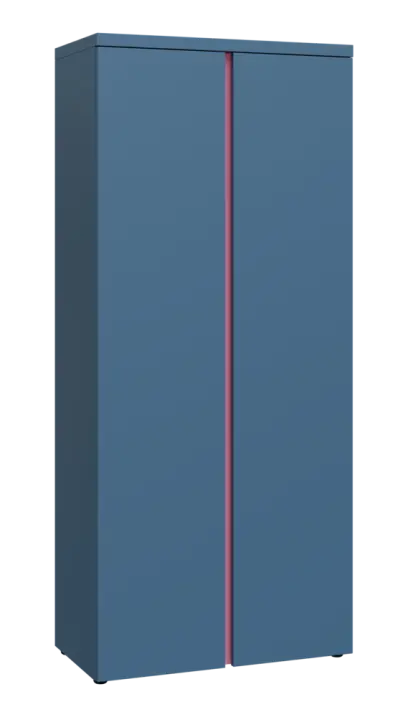 MHCN 5 - 8D kancelářská skříň, 2-dveřová, 1820x800x400, šedomodrá, profil světle růžový