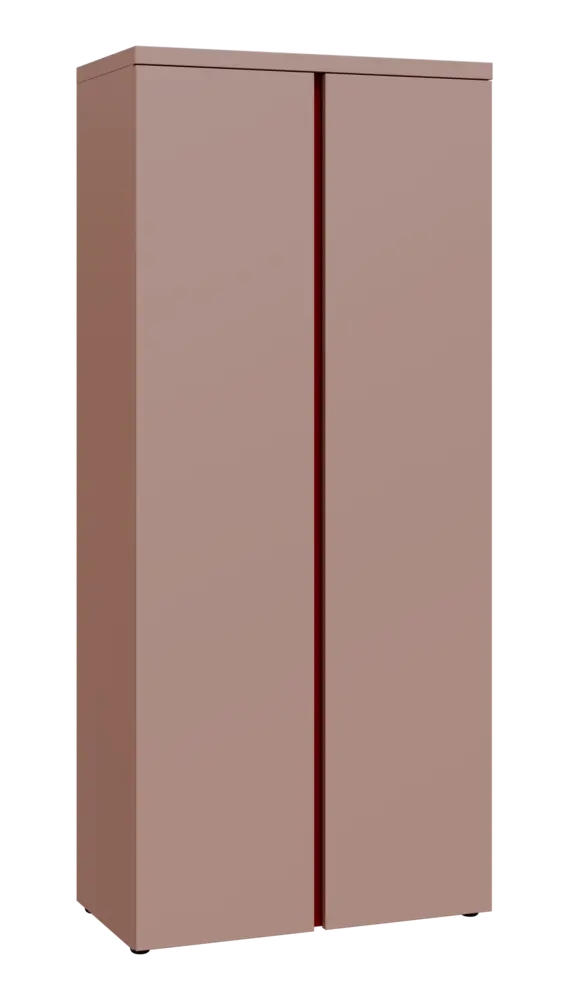 MHCN 5 - 8D kancelářská skříň, 2-dveřová, 1820x800x400, pudrově růžová, profil burgundy