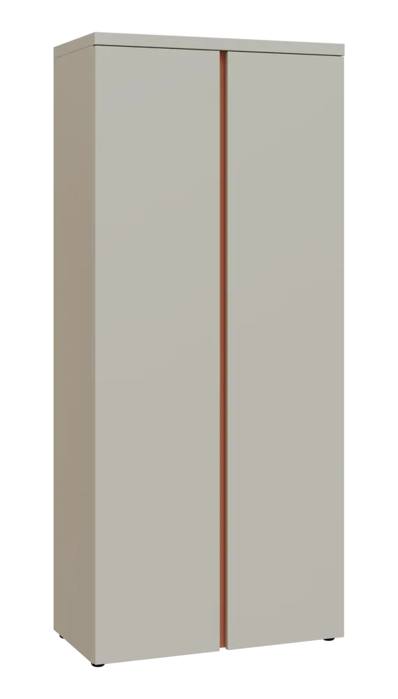 MHCN 5 - 8D kancelářská skříň, 2-dveřová, 1820x800x400, teplá šedá, profil béžově růžový