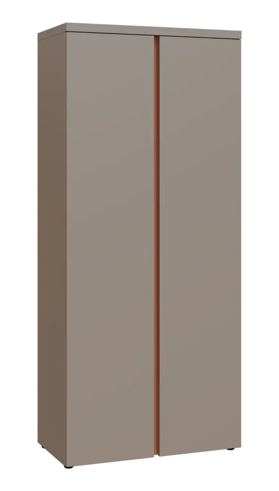 MHCN 5 - 8D kancelářská skříň, 2-dveřová, 1820x800x400, taupe hnědá, profil béžově růžový