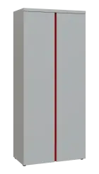 MHCN 5 - 8D kancelářská skříň, 2-dveřová, 1820x800x400, světle šedá, profil červený