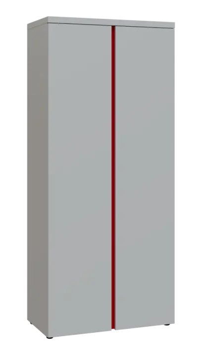MHCN 5 - 8D kancelářská skříň, 2-dveřová, 1820x800x400, světle šedá, profil červený
