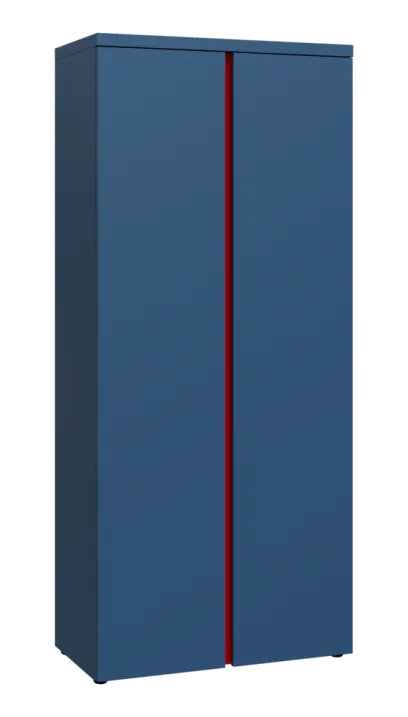 MHCN 5 - 8D kancelářská skříň, 2-dveřová, 1820x800x400, hlubinná modrá, profil červený