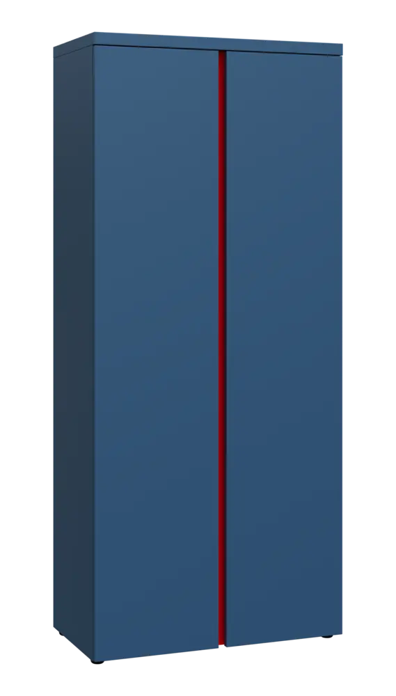 MHCN 5 - 8D kancelářská skříň, 2-dveřová, 1820x800x400, hlubinná modrá, profil červený