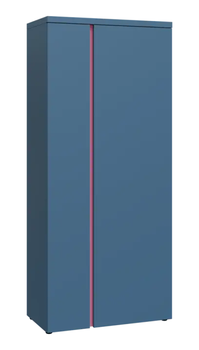 MHCSR 5 - 81 šatní skříň, 2-dveřová, výsuvné ramínko, 1820x800x400, šedomodrá, profil světle růžový