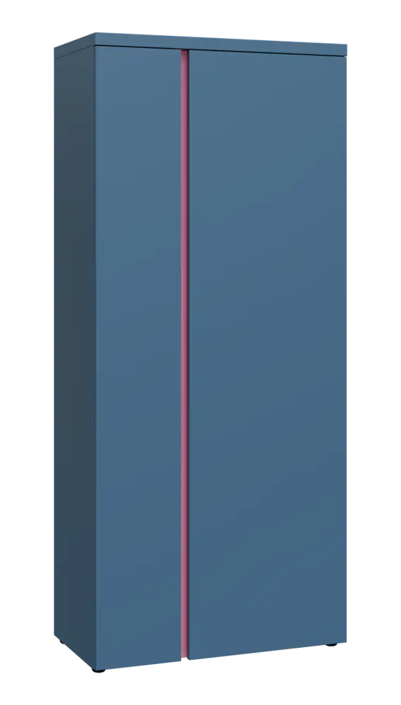 MHCSR 5 - 81 šatní skříň, 2-dveřová, výsuvné ramínko, 1820x800x400, šedomodrá, profil světle růžový