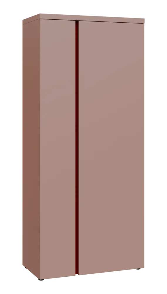 MHCSR 5 - 81 šatní skříň, 2-dveřová, výsuvné ramínko, 1820x800x400, pudrově růžová, profil burgundy