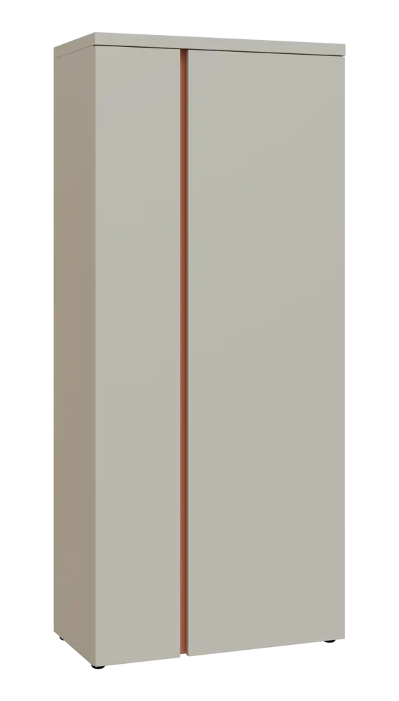 MHCSR 5 - 81 šatní skříň, 2-dveřová, výsuvné ramínko, 1820x800x400, teplá šedá, profil béžově růžový