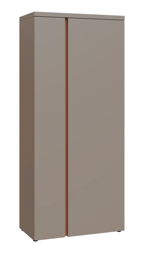MHCSR 5 - 81 šatní skříň, 2-dveřová, výsuvné ramínko, 1820x800x400, taupe hnědá, profil béžově růžov