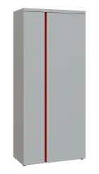 MHCSR 5 - 81 šatní skříň, 2-dveřová, výsuvné ramínko, 1820x800x400, světle šedá, profil červený