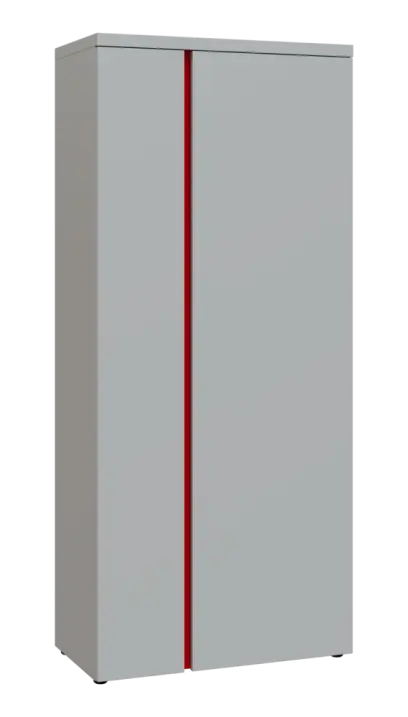 MHCSR 5 - 81 šatní skříň, 2-dveřová, výsuvné ramínko, 1820x800x400, světle šedá, profil červený