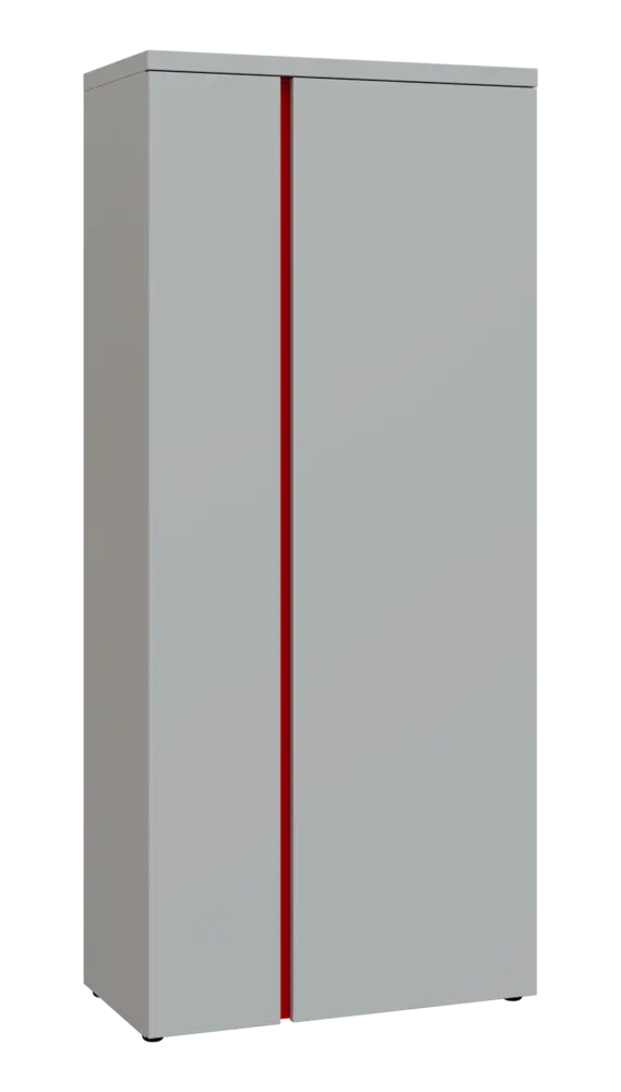 MHCSR 5 - 81 šatní skříň, 2-dveřová, výsuvné ramínko, 1820x800x400, světle šedá, profil červený