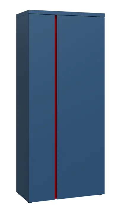MHCSR 5 - 81 šatní skříň, 2-dveřová, výsuvné ramínko, 1820x800x400, hlubinná modrá, profil červený