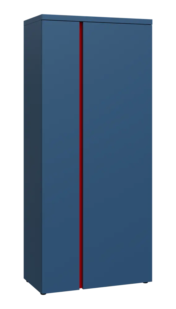 MHCSR 5 - 81 šatní skříň, 2-dveřová, výsuvné ramínko, 1820x800x400, hlubinná modrá, profil červený