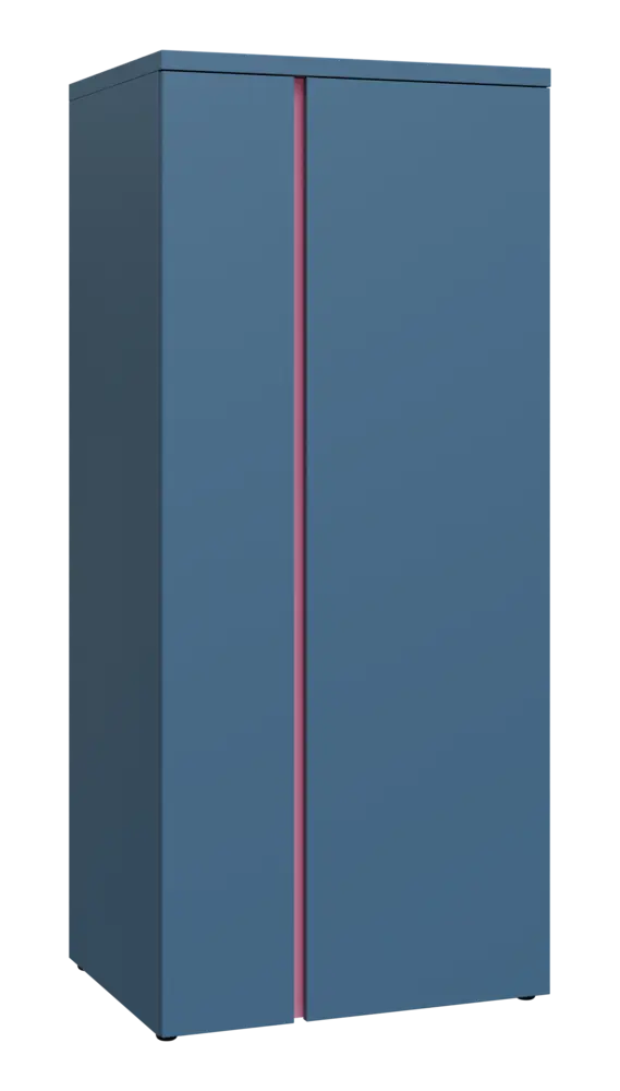 MHCST 5 - 82 šatní skříň, 2-dveřová, tyč, 1820x800x600, šedomodrá, profil světle růžový