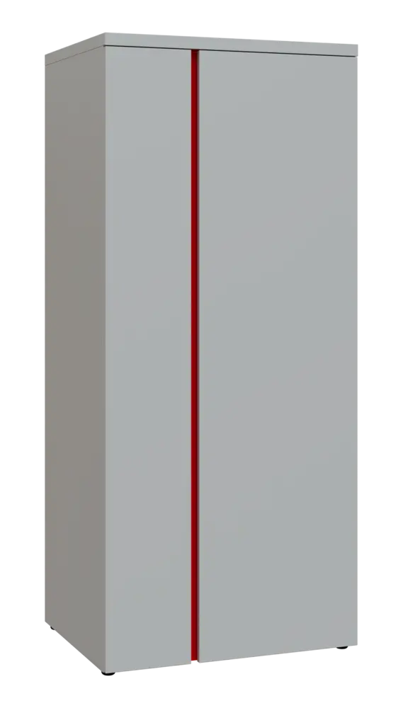 MHCST 5 - 82 šatní skříň, 2-dveřová, tyč, 1820x800x600, světle šedá, profil červený