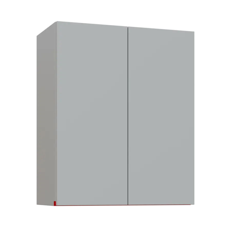 MHCH - 6D2 horní skříňka, 2-dveřová, 730x600x300, světle šedá, profil červený