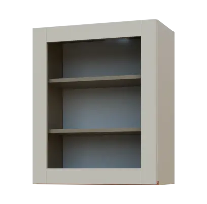 MHCH - 6S horní skříňka, 1-dveřová, prosklená, levá, 730x600x300, teplá šedá, profil béžově růžový