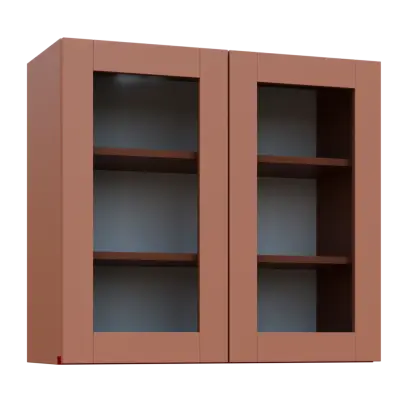 MHCH - 8S horní skříňka, 2-dveřová, prosklená, 730x800x300, pudrově hnědá, profil burgundy