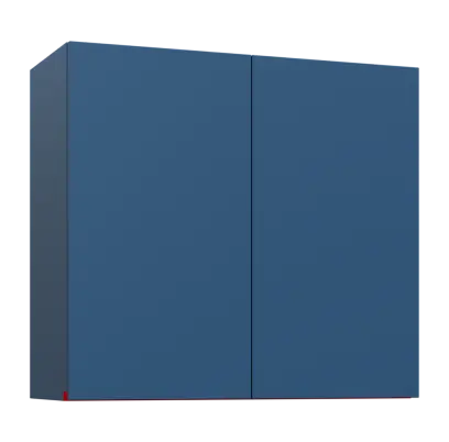 MHCHR - 8 horní skříňka, 1-dveřová, rohová, pravá, 730x800x300, hlubinná modrá, profil červený