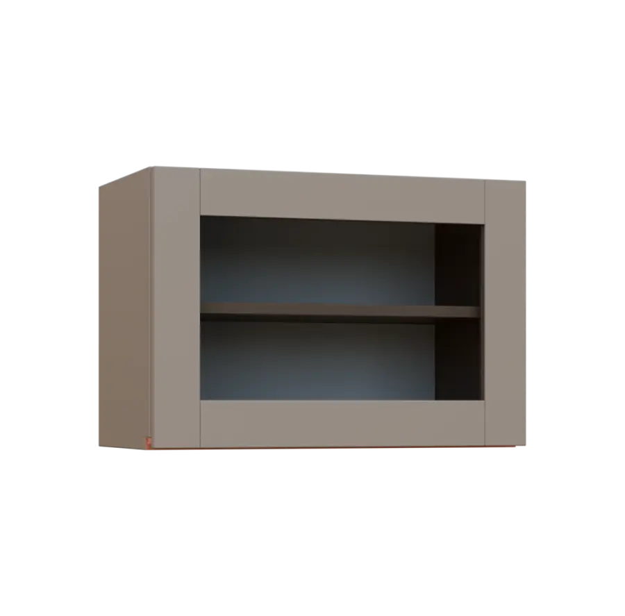 MHCHV - 64S horní skříňka, výklop, prosklená, 414x600x300, taupe hnědá, profil béžově růžový