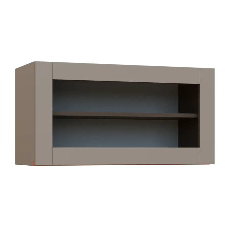 MHCHV - 84S horní skříňka, výklop, prosklená, 414x800x300, taupe hnědá, profil béžově růžový